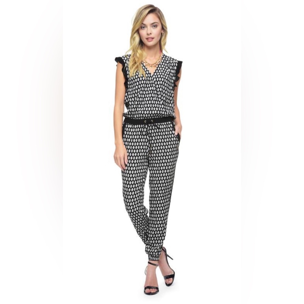 Juicy Couture Black and White V-Neck Jumpsuit - Small